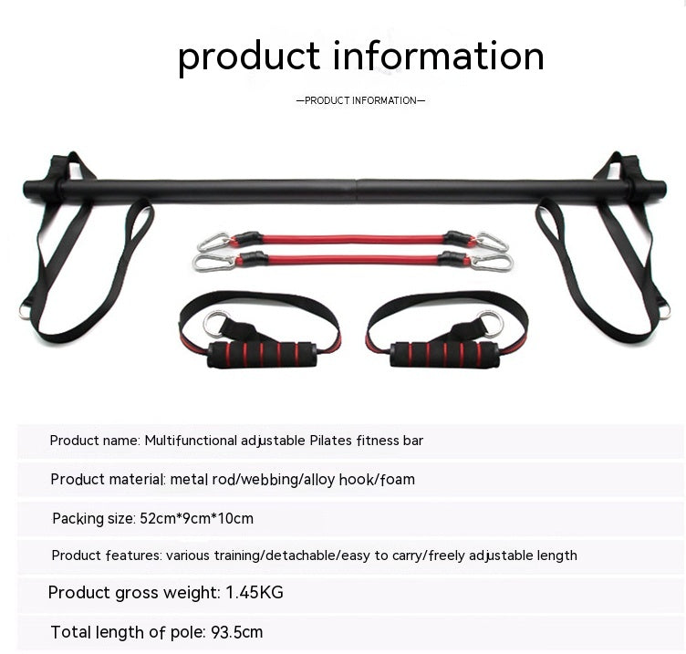SH Fitness Pro Pilates Bar Kit with Adjustable Resistance Bands | Portable Home Gym
