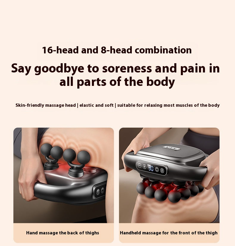 16-Head Deep Tissue Massage Gun | Adjustable Muscle Recovery & Full Body Percussion Massager